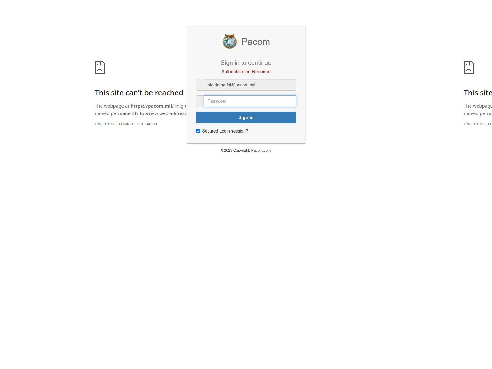 Screenshot of https://server-dch23456789045678.vercel.app/#cfe.dmha.fct@pacom.mil