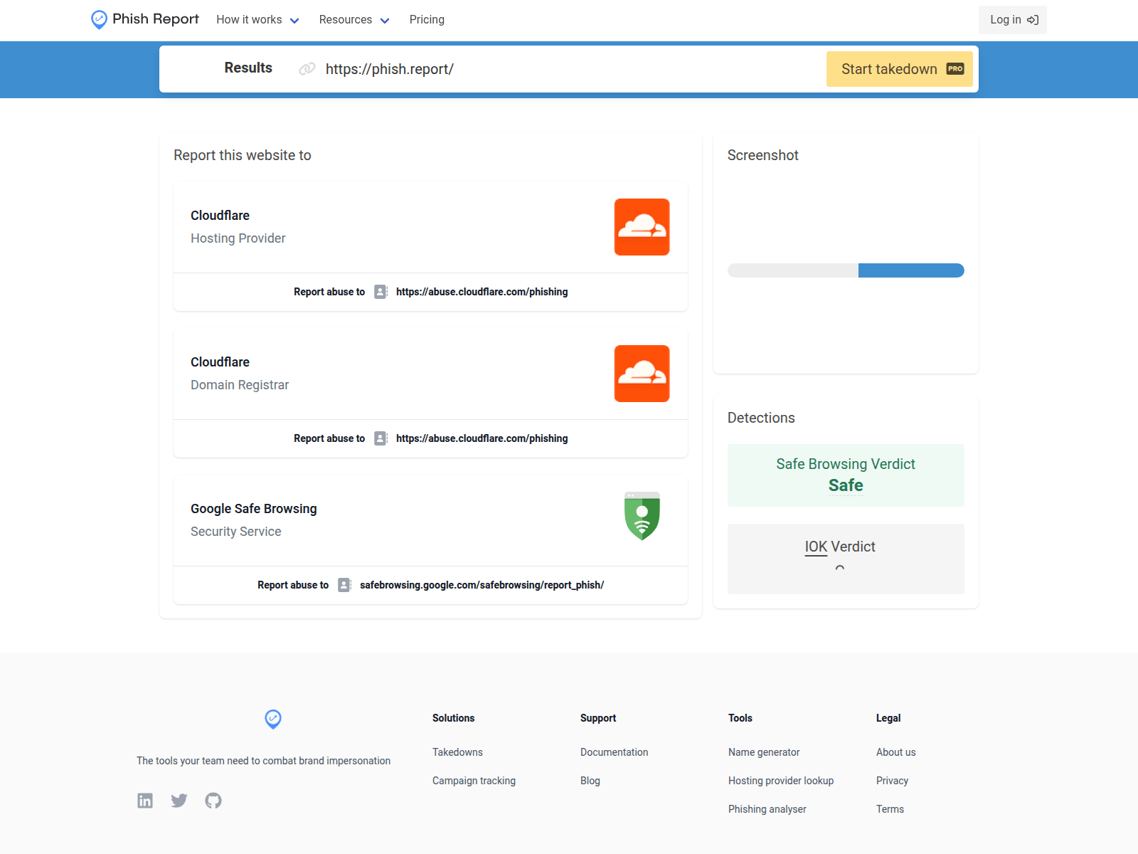 screenshot of the reported site