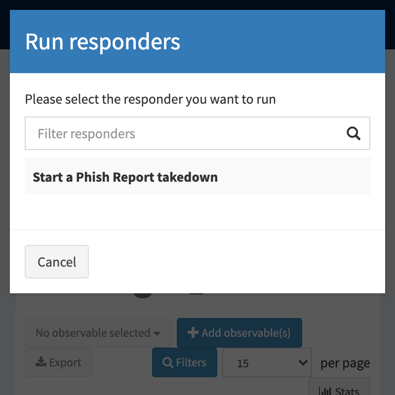 Screenshot of the Phish Report Responder in TheHive